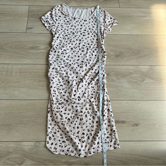 Isabel Maternity Cheetah Leopard Print Ruched Midi T-Shirt Dress Medium - Picture 11 of 12
